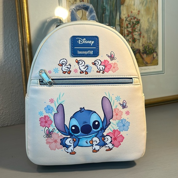 Stitch with Ducks Loungefly Backpack and Cardholder NWT - Picture 1 of 16